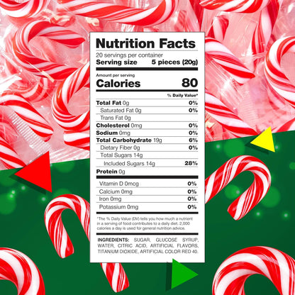 Mini Candy Canes, Christmas Candy, 100 Count, 2 Boot-Shaped Bags