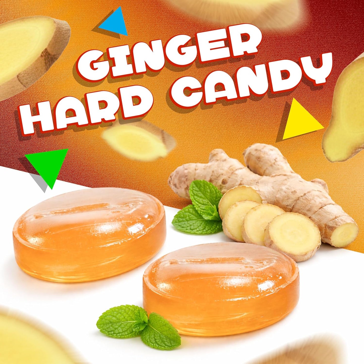 Ginger Candy | 1 Pound Bag | Old Fashioned Hard Candy Individually Wrapped | Naturally Flavored Ginger Candies for Office Bowls, Gifting & Favors | Intense Flavor