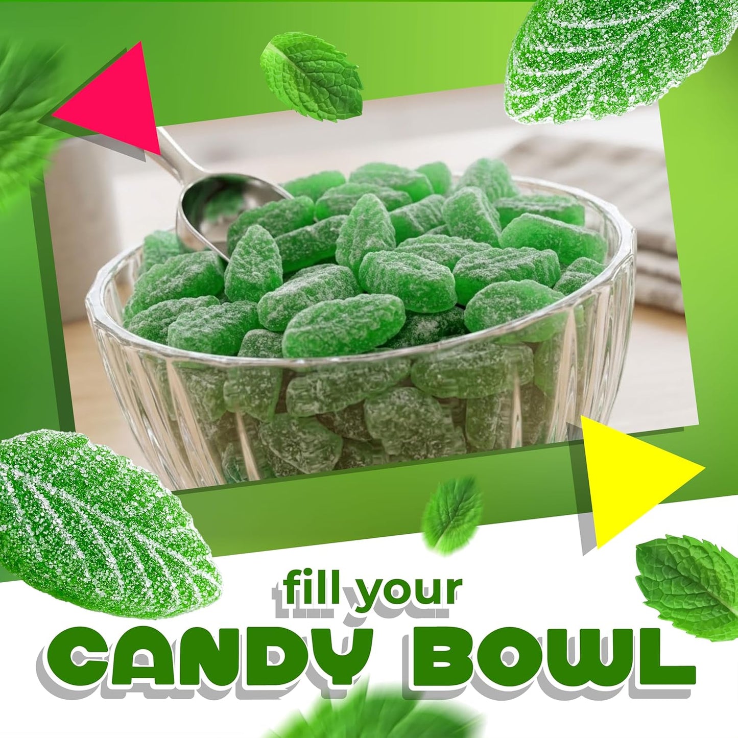 Spearmint Leaves | 1 Pound Bag | Soft Spearmint Candy | Old Fashioned Jelly Candy for Retro Buffets, Holidays, Snacking & Gifting | Classic Refreshing Treat