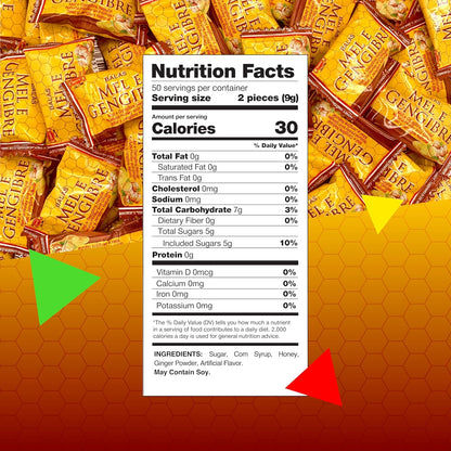 Honey Ginger Hard Candy | 1 Lb Bag - Approx. 100 Count | Old Fashioned Candy Individually Wrapped | Honey & Ginger Candies for Office Bowls, Gifting & Favors