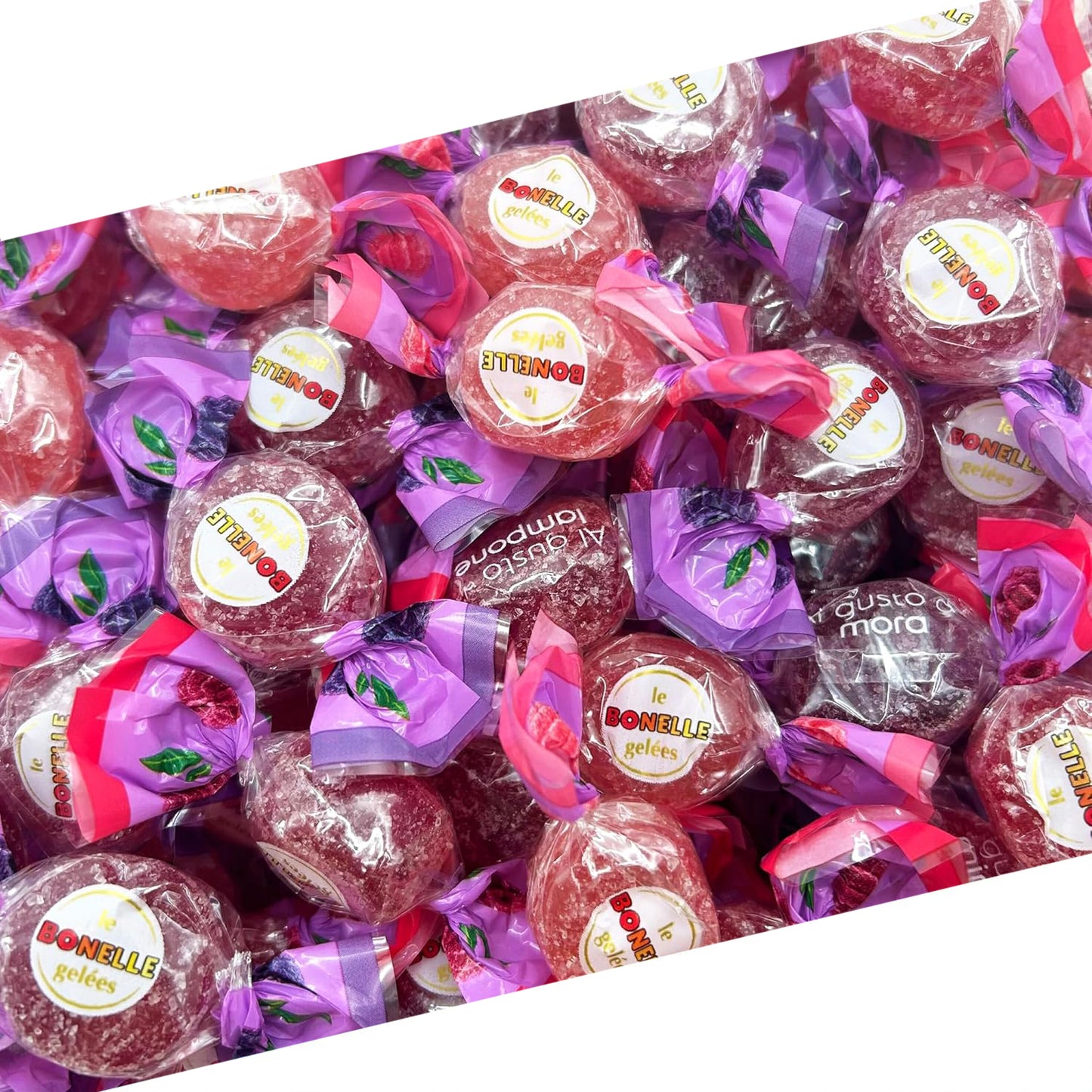 Bonelle Italian Berry Jelly Candy | 1 Pound Bag | Naturally Flavored Dye Free Candy | Strawberry, Raspberry, Blackberry, Blueberry | Vegan Gourmet Jellies