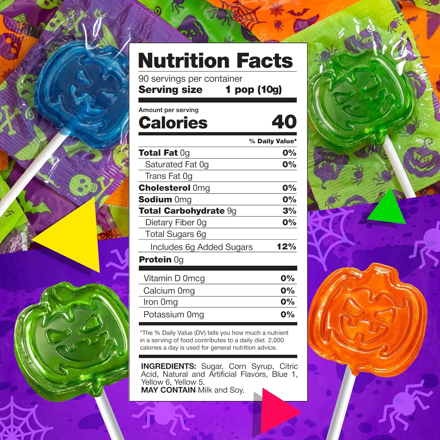 Halloween Candy, Pumpkin Lollipops Individually Wrapped, 90 Cnt, 2 Lb Box