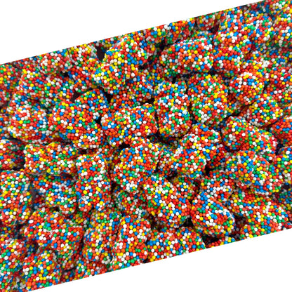 Rainbow Nonpareils Bears Gummy Candy | 2 Pound Bag | Soft and Crunchy Snack
