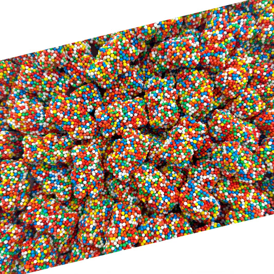 Rainbow Nonpareils Bears Gummy Candy | 2 Pound Bag | Soft and Crunchy Snack