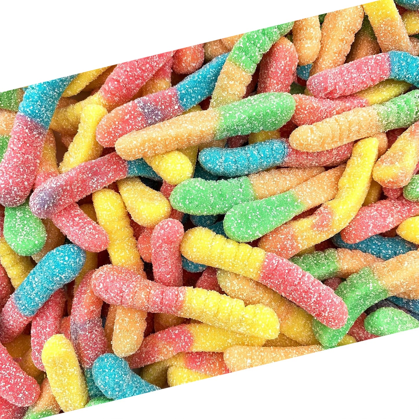 Sour Gummy Worms | 1 Pound Bag of Neon Gummy Worms Candy | Classic Sanded Gummies for Parties, Snacking & Candy Buffets | Assorted Fruit Flavors